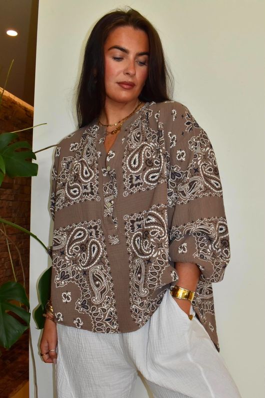 Ole Bubble Cotton Bandana Laurie Blouse Earth